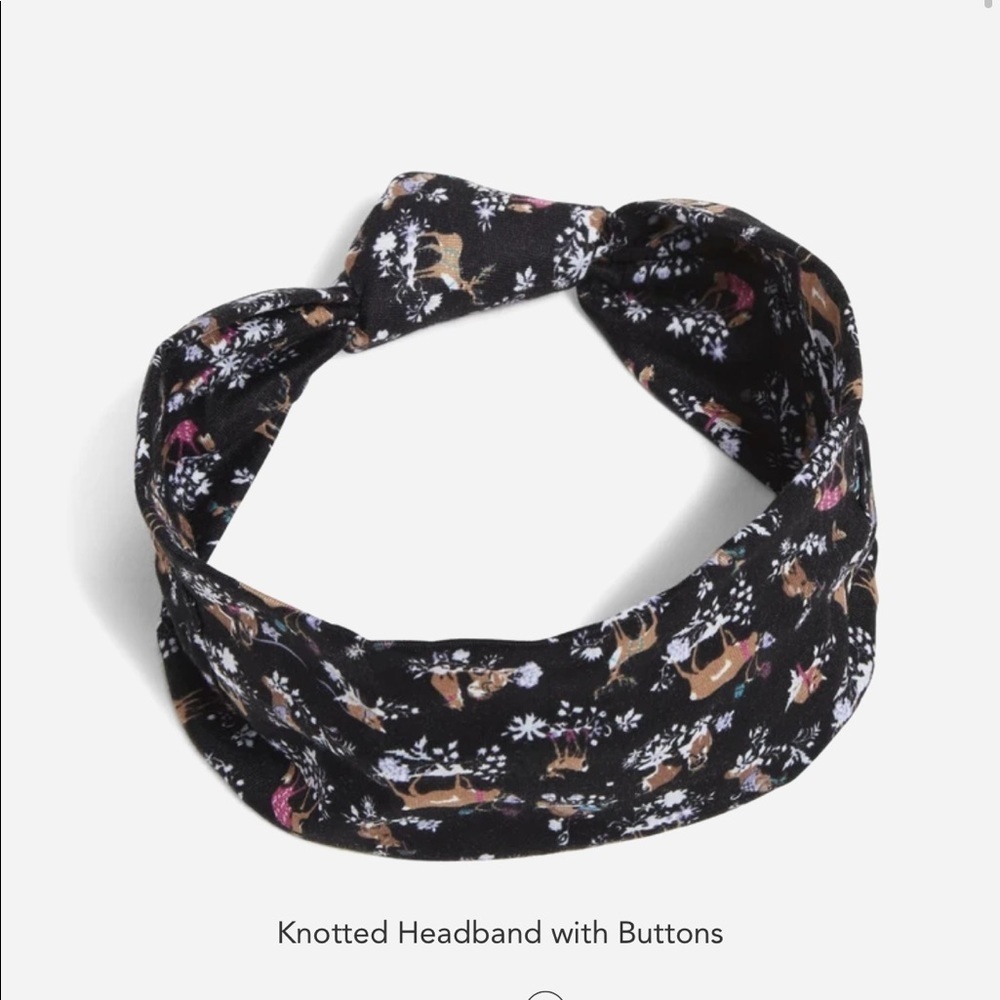 Vera Bradley Knotted Headband with Mask Buttons Merry Mischief pattern